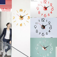 US Modern DIY Large Wall Clock 3D Mirror Surface Sticker Home Decor Art Design 2024 - buy cheap