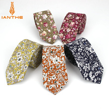 Corbata de algodón con estampado de flores para hombre, Corbatas ajustadas de 6cm para fiesta de bodas de corbata, accesorios para hombre 2024 - compra barato