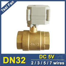 Low Current DC5V 2/3/5/7 Wires 2 Way Brass 1-1/4'' DN32 Motorized Valve With Position Indicator 29mm Bore Metal Gear CE IP67 2024 - buy cheap