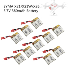 Syma x21-bateria x21w, quadcopter com controle remoto, peças de reposição para helicóptero, 3.7v, 380mah, bateria de lítio uav, com 10 peças 2024 - compre barato