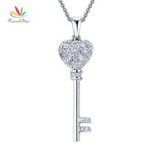 Peacock Star Love Key Solid 925 Sterling Silver Pendant Necklace Jewelry CFN8029 2024 - buy cheap