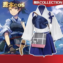 High Quallity Japanese Anime Kantai Collection Kaga Uniform Man Woman Cosplay Costume Top + Skirt + Accessory 2024 - buy cheap