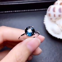 Fashion simple Elegant round Natural London blue topaz ring S925 silver natural olivine ring girl women party gift fine jewelry 2024 - buy cheap