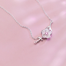MloveAcc-collar de cadena de Plata de Ley 925 con flor de melocotón para mujer, collares y colgante de circonita Rosa elegante 2024 - compra barato