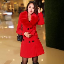 new Fashion Winter Woolen Coat Long Section Ol Commuter Big Fur Collar Coat Large Size Women Solid Double Breasted Outerwear 2024 - buy cheap