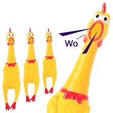 Brinquedo de ventosas engraçadas, rooster de borracha 32cm para aívio do estresse, brinquedo para animais de estimação de cachorro para crianças 2024 - compre barato