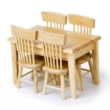 5pcs/set 1/12 Dollhouse Miniature Dining Table Chair Wooden Furniture Set For Children Toys 2024 - buy cheap