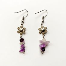 Natural Purple Quartz Stone Chips Beads Crystal Drop Earrings Flower Pendant Charms Earrings Jewelry for Women 1 Pair 2024 - buy cheap