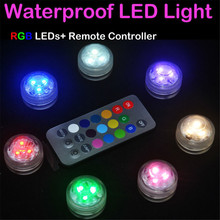 12 unids/lote RGB cambio de color impermeable Triple sumergible Mini LED Accent Light con control remoto IR para debajo del jarrón 2024 - compra barato