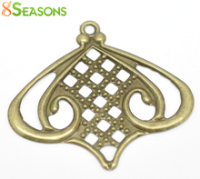 8Seasons Vintage Antique Bronze Filigree Stamping Charm Pendants Embellishment DIY Making Jewelry Gift Findings 5.5x5cm,50 PCs 2024 - buy cheap