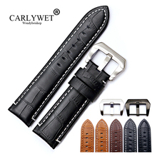 CARLYWET 22 24mm Wholesale Real Leather Handmade Thick Replacement Wrist Watch Band Strap Belt With Screw Buckle 2024 - buy cheap