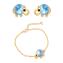 Deflin-novo conjunto de joias em forma de animal, cristais da swarovski, pulseira de corrente, brincos dourados, para mulheres e meninas 2024 - compre barato
