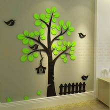 Adesivo de parede 3d acrílico com árvore de cerca, decoração de sofá para quarto de criança, arte diy, decoração de parede, venda imperdível 2024 - compre barato