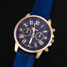 Модные часы Geneva с римскими цифрами, кожаные аналоговые кварцевые часы, повседневные парные часы, наручные часы 2024 - купить недорого