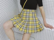 Moda primavera e verão, estilo harajuku punk, tamanho grande, cintura alta, amarelo e verde, em formato de a, mini-saia curta 2024 - compre barato
