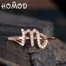 HOMOD Rose Gold Letter M Cubic Zircon Engagement Ring Scorpio Logo Copper Rings for Women Wedding Ring Engagement Jewelry 2024 - buy cheap