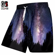 OGKB Summer Men Beachshorts Trousers 3D Print Nightfall Space Fashion Bermuda Board Shorts Homme Workout Fitness Elastic Shorts 2024 - buy cheap