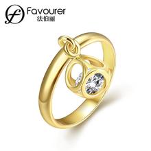 Anillo de compromiso con incrustaciones de cristal para mujer, joya de color dorado y amarillo, estilo a la moda coreana, novedad 2024 - compra barato