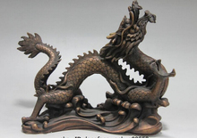 Xd 003429 estátua artística de dragão pura de cobre vermelho, bronze feng shui, zodíaco, sorte, auspicioso 2024 - compre barato