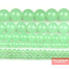 Cuentas de Calcedonia Verde ligeras de piedra Natural para fabricación de joyas, pulsera, collar, LGJB01, Envío Gratis 2024 - compra barato