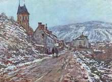 Linen canvas Oil Painting Reproduction,Street in Vetheuil in Winter by claude monet, handmade,Free DHL Shipping,museum Quality 2024 - buy cheap