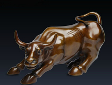 Free Shipping  xd 003429 China Bronze Copper Art Sculpture Wall Street Fengshui Ox Bull Cattle Cow Statue 2024 - buy cheap