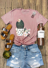 Fashion Summer Women Pink O-Neck T-Shirt Short Sleeve Cactus Floral Print Female t shirt 2019 Casual Femme Ladies Tops Tee 2024 - buy cheap