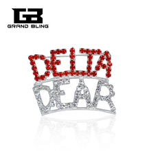 Blingbling-broche de diamantes de imitación, joyería con letras griegas, "DELTA / DEAR" 2024 - compra barato