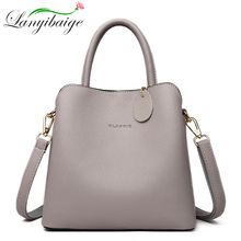 New Women bag Women's leather Handbags Gray Sac a Main Large capacity bucket bag Luxury brand PU shoulder bag Tote bags for lady 2024 - buy cheap