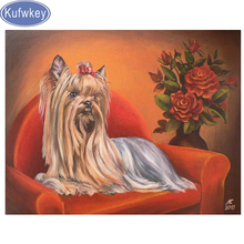 5d diy pintura diamante yorkshire terrier ponto cruz de strass pintura bordado mosaico para decoração de casa arte e artesanato 2024 - compre barato