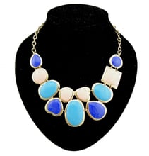 Fashion Jewelry Bohemian Short Choker Peach Heart Egg Faux Gem Bib Statement Necklaces Gold Chain Chunky Pendant For Women Lady 2024 - buy cheap