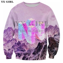 YX Girl Drop shipping Plus size 7XL Women Men Fashion Scenery Sweatshirt Nintendo 64 Vaporwave Snowy Mountain 3d Print Pullover 2024 - buy cheap