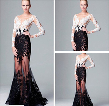 long sleeve appliques 2018 new fashion sexy crystal beading vestido de renda prom gown party evening mother of the bride dress 2024 - buy cheap