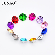 Junao 10mm mix cor pointback acrílico strass apliques redondo claro ab pedras de cristal não costura contas para diy vestido de jóias 2024 - compre barato