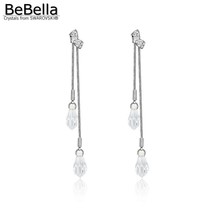 Bebella brincos pendentes cristal claro, cristal piercing, cristais de swarovski, para mulheres, joias da moda, presente de natal 2024 - compre barato