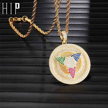 Hip Hop Full Iced Out Bling Windmill Necklace Rhinestone Rope Chain Gold Color Pendants & Necklaces For Men Jewelry Dropshipping 2024 - buy cheap