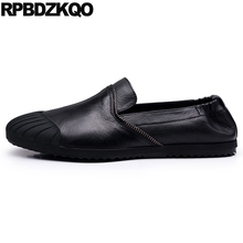 High Quality Rubber Black Slip On Driving Spring Men Loafers Luxury Brand Zipper Casual Designer Shoes Real Leather Genuine 2021 2024 - buy cheap