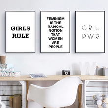 Pintura en lienzo con diseño de reglas para chicas, arte de pared de habitación en negro moderno y blanco, con citas feministas, carteles impresos para decoración del hogar y sala de estar 2024 - compra barato