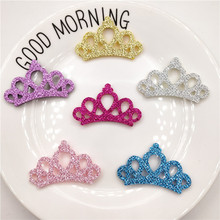 150pcs/lot 4.5x2.6cm Sew on Mix Color Glitter Crown patches for Clothes Shape scrapbooking accessories 2024 - buy cheap