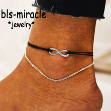 Bls-miracle Boho Infinite Beads Anklets For Women 2019 N Fashion 8 Words Multi Layer Anklet Cotton Handmade Chain Foot Jewelry 2024 - buy cheap