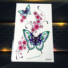 Women Makeup BOdy Arm Decal Temporary Tattoo Papillon 19x12CM Butterfly Plum Flower Design Waterproof Temporary Tattoo Stickers 2024 - buy cheap