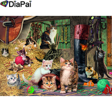 DIAPAI 100% Full Square/Round Drill 5D DIY Diamond Painting "Animal cat family " Diamond Embroidery Cross Stitch 3D Decor A18605 2024 - buy cheap