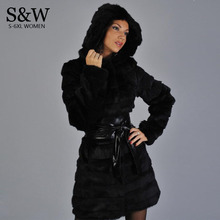 Black/White XXXL 4XL 5XL Plus Size Women Faux Fur Coat Hood Stripe Section Long Winter Rabbit Fur Coats Mink Fur Overcoat Belt! 2024 - buy cheap