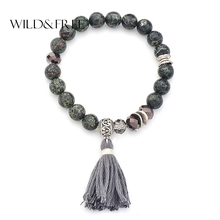 WILD & FREE Popular Bohemia Style Gray Tassel Charm Bracelets & Bangles for Women Handmade Natural Stones Brand Fashion Jewelry 2024 - buy cheap