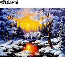 DIAPAI 100% taladro cuadrado/redondo completo 5D DIY pintura de diamante "Escena de nieve de la casa" bordado de diamantes punto de cruz decoración 3D A21006 2024 - compra barato