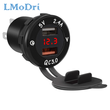 LMoDri-cargador rápido inteligente para coche, adaptador de corriente QC 3,0, USB Dual, enchufe de cigarrillo, encendedor, 2 puertos, iPhone, DC 12 V-24 V 2024 - compra barato