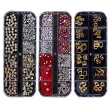 1 Box Fashion Glitter 3D Nail Art Rhinestones Dried Flowers Jewelries Gems Beads Nail Art Decorations Beauty Manicure Tool 2024 - buy cheap