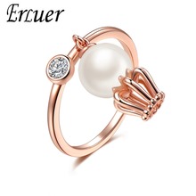 Ladies crystal Crown Pearl Jewelry Ring Girl's party wedding pearl pendant ring Girlfriend Valentine's Day Gifts accessories 2024 - buy cheap