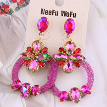 NeeFu WoFu Drop Resin Earrings glass Crystal Earring Big Earring Large Long Brinco Ear Wedding jewelry Oorbellen Christmas Gift 2024 - buy cheap