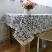 Free Shipping Chinese Classical Linen TableCloth Blue And White Porcelain Tablecloths Home Wedding Table Cover Mantel De Mesa 2024 - buy cheap